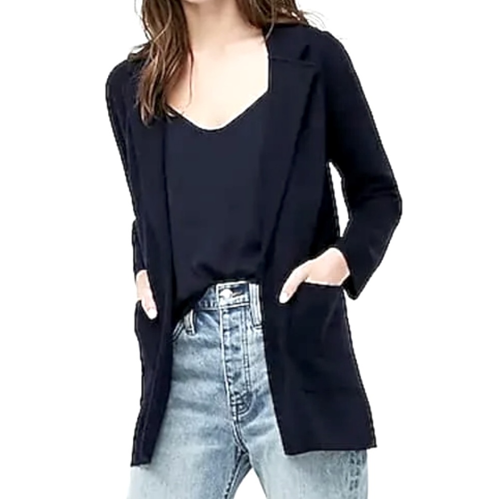 J. Crew NWOT Sophie black wool blend open jacket blazer size L